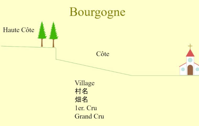 ブルゴーニュ産地名の地形的説明図